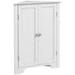 kleankin Modern Corner Bathroom Cabinet: Doors, Adjustable Shelf & Recessed Design for Space-Saving Storage, White Elegant Unit | The Comfy Couch Canada