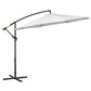 Outsunny 9.7ft Offset Patio Umbrella Cantilever Parasol with Crank Handle 8 Ribs and Cross Base for Outdoor Sun Shade Cream | The Comfy Couch Canada