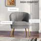 HOMCOM Elegant Living Accent: Fabric Armchair with Gold Metal Legs for Home Office, Bedroom, Grey Finish | The Comfy Couch Canada