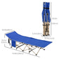 Outsunny Folding Camping Cot for Adults Portable Outdoor Sleeping Bed with Carry Bag Navy Blue | The Comfy Couch Canada