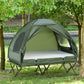 Outsunny Camping Combo Set All in 1 Portable Folding Tent Cot Air Mattress Carry Bag Pump Sleeping Shelter Dark Green | The Comfy Couch Canada