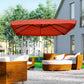 Wine Red Cantilever Patio Umbrella by Outsunny with Adjustable Canopy Angle, Net, Cross Base & Weight Plates, 8 Ribs | The Comfy Couch Canada