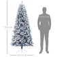 HOMCOM 7ft Flocked Blue Christmas Tree, Artificial Christmas Tree with Hinged Design, Faux Snow, for Home Office Holiday Xmas.