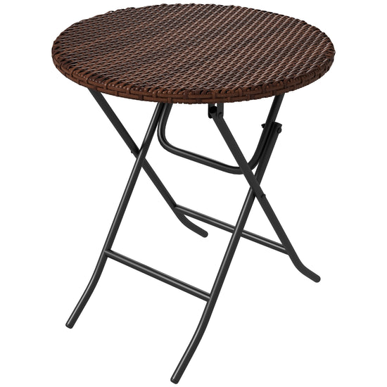 Outsunny Foldable Rattan Side Table Outdoor PE Wicker End Table ë?23.6" x 27.6" H Brown Patio Furniture | The Comfy Couch Canada