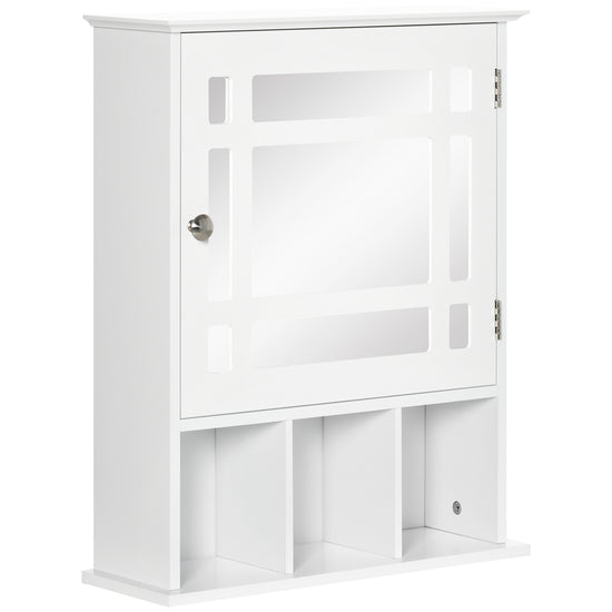 Kleankin White Wall Cabinet: Mounted Bathroom/Kitchen Storage with Mirrored Door & 3 Shelves for Organized Space | The Comfy Couch Canada
