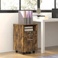 Vinsetto Small Filing Cabinet with 2 Drawers, Lockable Home Office Storage Cabinets on Wheels for A4, Letter Size, Rustic Brown | The Comfy Couch Canada