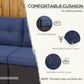 Outsunny 2 Pieces Patio Wicker Corner Sofa Set, Outdoor Freely Combination PE Rattan Furniture, with Curved Armrests & Padded Cushion | The Comfy Couch Canada