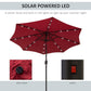 Outsunny 9ft Solar LED Patio Umbrella: Wine Red Tilt Canopy Sunshade for Stylish UV Protection | The Comfy Couch Canada