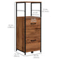 Vinsetto Rustic File Console: Vertical 2-Drawer Cabinet with Hanging Rails & Printer Stand for Office Document Organization, Brown Wood.