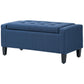 HOMCOM Storage Ottoman Bench, Linen Upholstered Bench with Tufted Design, Dark Blue | The Comfy Couch Canada