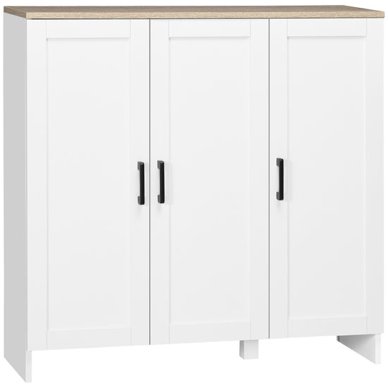 HOMCOM Contemporary White 3-Door Cabinet: Sideboard Buffet with Adjustable Shelves for Dining Room Kitchen Storage | The Comfy Couch Canada