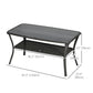Outsunny Outdoor Coffee Table 43.3" x 23.6" Patio PE Rattan with Storage Shelf Wicker Side Table Glass Top Black | The Comfy Couch Canada