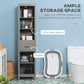 kleankin Narrow Bathroom Linen Cabinet: Drawer, 5-Tier Shelving & Tall Freestanding Towel Storage, Sleek Grey Design | The Comfy Couch Canada
