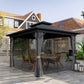 Outsunny 10 x 12ft Canopy Tent, Hardtop Gazebo with 2-Tier Metal Roof & Hanging Hooks for Outdoor Leisure, Light Grey | The Comfy Couch Canada