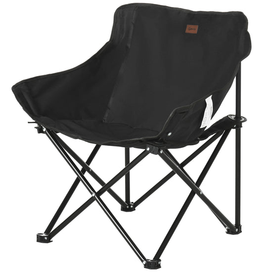 Outsunny Folding Camping Chair Lightweight Portable Chair for Outdoor Hiking Backpacking with Carry Bag Side Pocket Black.