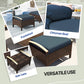Outsunny 2 Pieces Wicker Outdoor Ottoman with Removable Cushion, Rattan Outdoor Footstool, Footrest and Side Table, Blue | The Comfy Couch Canada