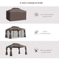 Outsunny Aluminum Frame Gazebo Canopy 10x13ft Double Tier Garden Shelter with Netting Curtains Coffee | The Comfy Couch Canada
