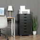 Vinsetto Towering File Vault: 7-Drawer Vertical Cabinet on Wheels for Comprehensive Office Document Organization, Black | The Comfy Couch Canada