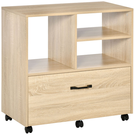 Vinsetto Lateral File Station: Mobile Cabinet with Printer Stand for Letter/Legal File & Office Supply Storage, Natural | The Comfy Couch Canada