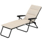 Outsunny Foldable Lounge Chair, Reclining Patio Sun Lounger with 6-Position Adjustable Back, Beige | Aosom Canada
