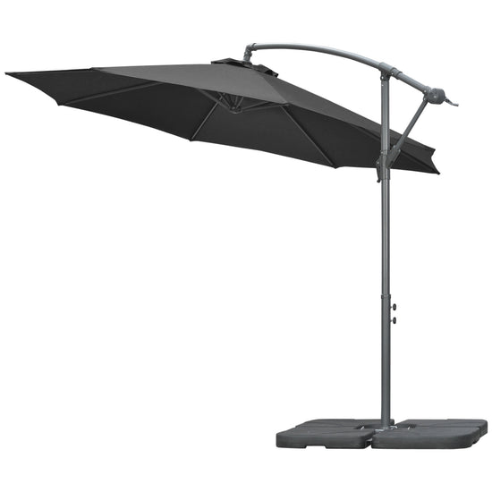 Outsunny Offset Patio Umbrella: 9.6ft Banana Cantilever Hanging Parasol with Base Crank Black | The Comfy Couch Canada
