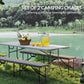 Outsunny 6 Feet Plastic Bench Seat, Portable Foldable Folding Bench with Carrying Handle for Picnic Camping, Distressed Brown | The Comfy Couch Canada