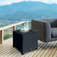 Outsunny Rattan Wicker Side Coffee Table w Glass Top Outdoor Patio Furniture Black | The Comfy Couch Canada