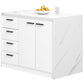 HOMCOM Kitchen Island with Storage Cabinet, 4 Drawers and Adjustable Shelf for Dining Room, Faux Marble Effect and White | The Comfy Couch Canada