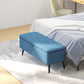 HOMCOM 40" Ottoman with Storage, Linen Upholstered Storage Ottoman Bench with Steel Legs for Living Room, Bedroom Dark Blue | The Comfy Couch Canada
