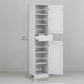 HOMCOM Freestanding Tall Bathroom Storage Cabinet with Drawer 2 Doors Space Saving Furniture White | The Comfy Couch Canada