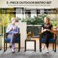 Outsunny 3 Pieces Wicker Patio Furniture Set, Rattan Bistro Set w/ Acacia Wood Table & Removable Cushions, Dark Blue | The Comfy Couch Canada