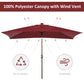 Outsunny 6.5x10ft Patio Umbrella Rectangle Solar Powered Tilt Aluminum Outdoor Market Parasol with LEDs Crank (Wine Red) | The Comfy Couch Canada