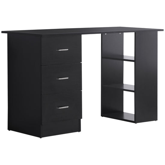 HOMCOM Black Computer Writing Desk with 3 Shelves & 3 Drawers - Versatile Student Study Table for Home Office | The Comfy Couch Canada