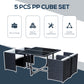 Outsunny 5 Pieces Outdoor Dining Set Rattan Furniture Wicker Conversation Set Dining Sofa Table Bistro Set Patio Furniture with Cushion | The Comfy Couch Canada
