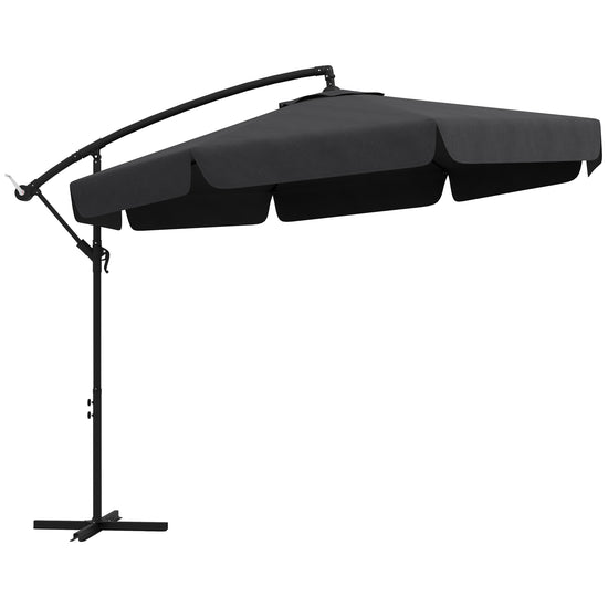 Outsunny 11ft Cantilever Patio Umbrella Offset Parasol 8 Ribs Cross Base for Outdoor Garden Black | The Comfy Couch Canada