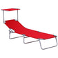 Outsunny Adjustable Garden Chaise Lounge Outdoor Camping Beach Lounging Bed Reclining Seat Portable with Sun Shade (Red) | The Comfy Couch Canada