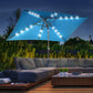 Outsunny 6.5x10ft Patio Umbrella Rectangle Solar Powered Tilt Aluminum Outdoor Market Parasol with LEDs Crank (Turquoise) | The Comfy Couch Canada