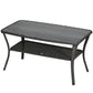 Outsunny Outdoor Coffee Table 43.3" x 23.6" Patio PE Rattan with Storage Shelf Wicker Side Table Glass Top Black | The Comfy Couch Canada