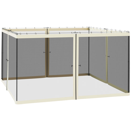 Outsunny Gazebo Mosquito Netting 12x12 Black Replacement Screen Walls with Zippers for Canopy | The Comfy Couch Canada