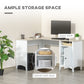 HOMCOM L-Shaped Desk for Home Office Spacious Corner Computer Desk with Shelf & Cabinet Modern Workstation in Natural Wood & White | The Comfy Couch Canada
