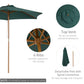 Outsunny Wood Patio Umbrella: 8FT Round Market Garden Parasol with Bamboo Ribs & Top Vent, Dark Green | The Comfy Couch Canada