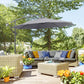Outsunny Offset Patio Umbrella: 10ft Deluxe Banana Hanging Sunshade Crank Cross Base Grey | The Comfy Couch Canada