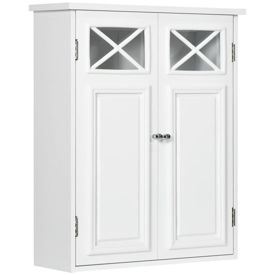 kleankin White Over Toilet Cabinet: Bathroom Wall Storage with Medicine Cabinet & Adjustable Shelf for Hallways & Living Rooms | The Comfy Couch Canada