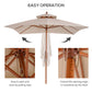 Outsunny 10x10ft Wood Square Patio Umbrella Garden Market Parasol Sunshade Canopy with 2 Pulley Pagoda Style (Khaki) | The Comfy Couch Canada