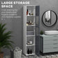 kleankin 75" Tall Bathroom Storage Cabinet: Matte Glass Doors, 5-Tier Shelving & Narrow Space-Saving Design in White Elegant Finish | The Comfy Couch Canada