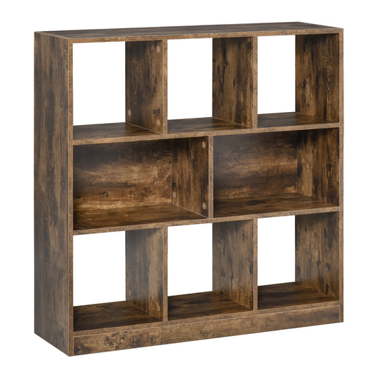 HOMCOM Rustic Retreat: 3-Tier Storage Shelf Bookcase Display Rack Organizer for Office Living Room, Rustic Brown Finish | The Comfy Couch Canada