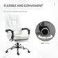 HOMCOM High Back Office Chair PU Leather Executive Office Chair with Retractable Footrest Padded Armrest White | The Comfy Couch Canada
