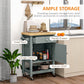 HOMCOM Kitchen Cart on Wheels, Rolling Kitchen Island Cart with Wood Top, Towel Rack, Drawer and Shelf for Dining Area, Grey | The Comfy Couch Canada