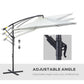 Outsunny 9.7ft Offset Patio Umbrella Cantilever Parasol with Crank Handle 8 Ribs and Cross Base for Outdoor Sun Shade Cream | The Comfy Couch Canada