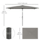 Outsunny 6.5x9.6ft Rectangle Aluminum Tilt Patio Umbrella, Garden Market Parasol, Outdoor Sunshade Canopy with Crank, Light Grey | The Comfy Couch Canada